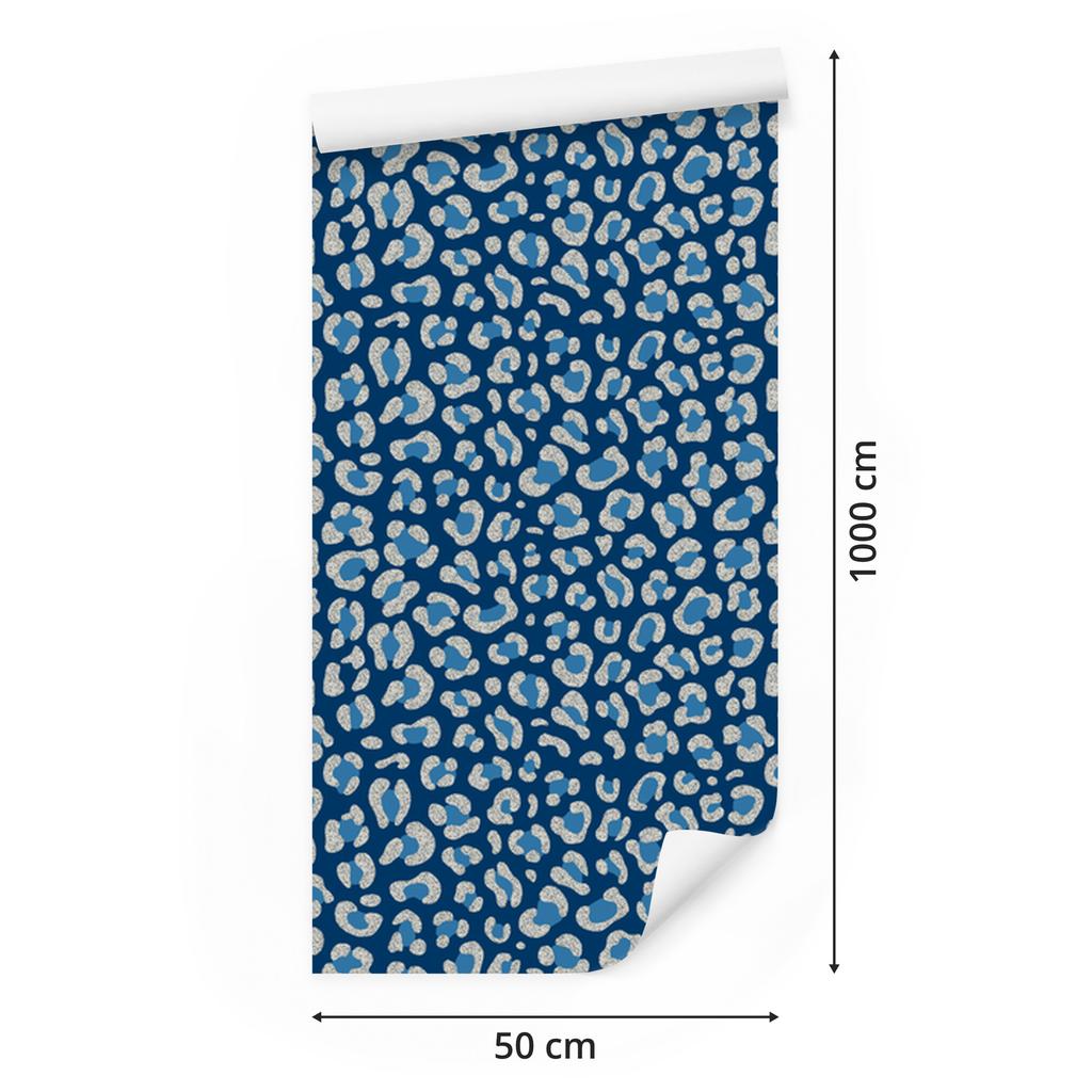 Blue Animal Skin Wallpaper, Blue and Navy Blue, 50x1000
