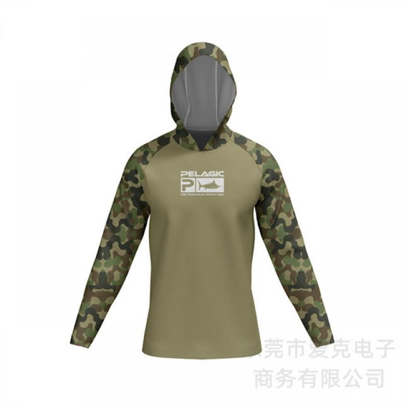 Mens Quick-Dry Hooded Long Sleeve Fishing Shirt UV Protection Outdoor Sportswear Summer Cycling Water Activities