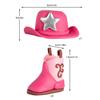 3Pcs Pink Cowboy Cake Decorations Cowboy Hat Boot Cake Toppers Western Cowgirl Birthday for Western Theme Party Favors Supplies