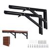 Folding L-Shaped Shelf Brackets, 150kg Load Capacity, Wall-Mounted, Set of 2, Screws Included, Black, for Hanging Shelves, DIY Shelf Support (20cm)