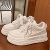 Кожаные белые туфли Женская обувь Ранняя весна Новые туфли на толстой подошве для увеличения роста Повседневная обувь Женская спортивная обувь