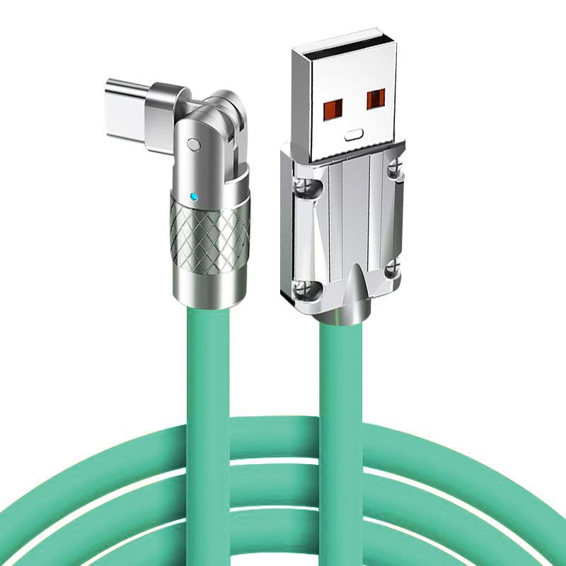 Вращающийся на 180° USB-кабель типа C, быстрая зарядка, 120 Вт, 6А, жидкий силиконовый кабель, провод для Xiaomi, Huawei, Samsung, USB Bold, линия передачи данных