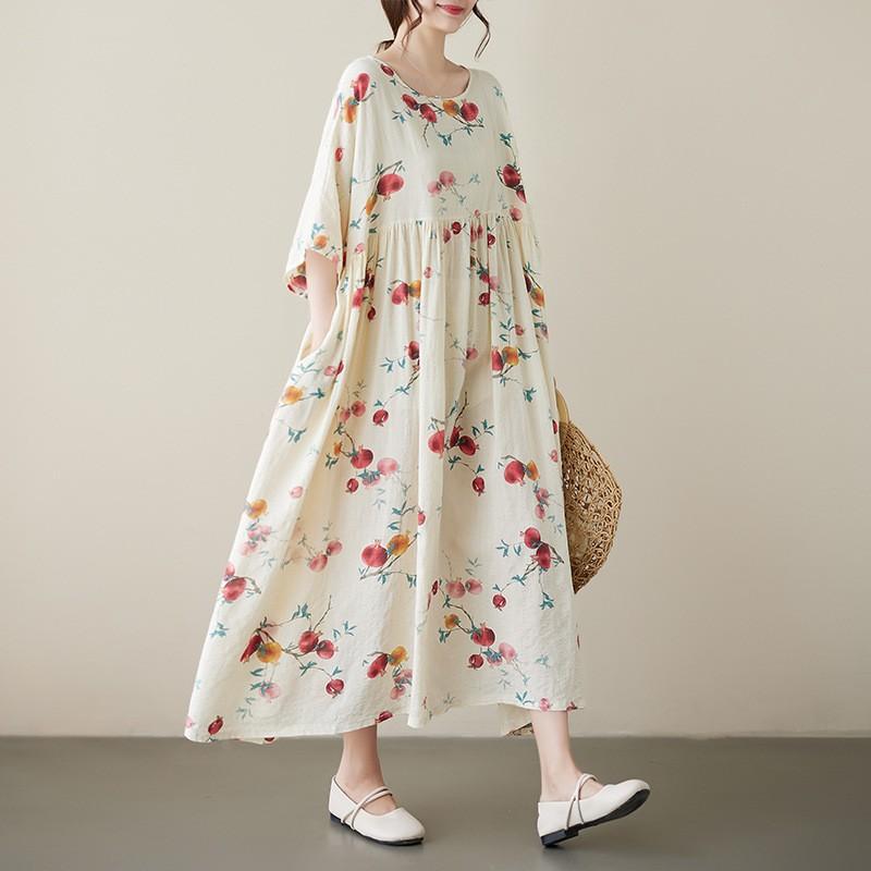 Летнее китайское платье с цветочным принтом в стиле ретро для женщин