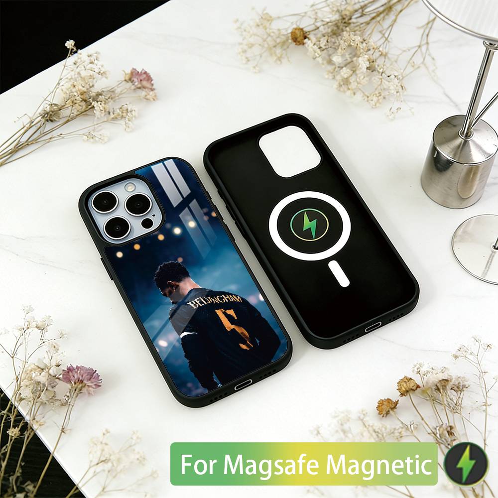 Чехол для телефона Football J-Jude B-Bellinghams Для iPhone 17, 16, 15, 14, 13, 12, 11 Plus, Pro Магнитный Для Magsafe Беспроводной Зарядки