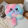 Rainbow Cat Shoulder Bag Faux Fur Stuffed Doll Bag Portable Plush Crossbody Bag  Streetwear