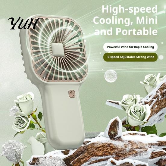 Portable Fan Handheld with Ice Cooling 6 Gear Wind Mini Personal Fans Pocket Size Detachable Base Lightweight Rechargeable Quiet for Office