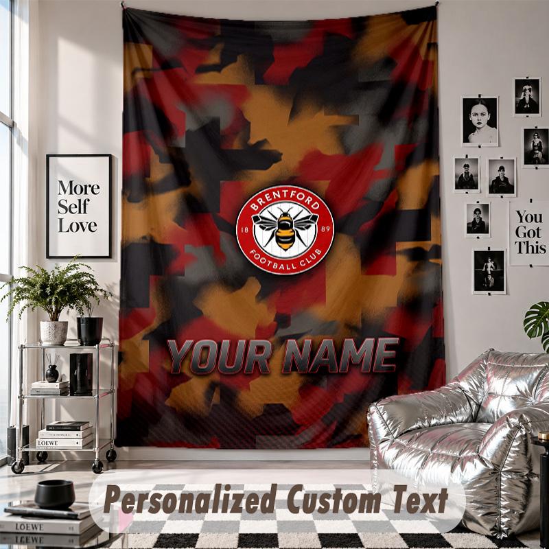 Custom Tapestry Wall Hanging, Brentford Football Personalized Name Text Home Wall Decor