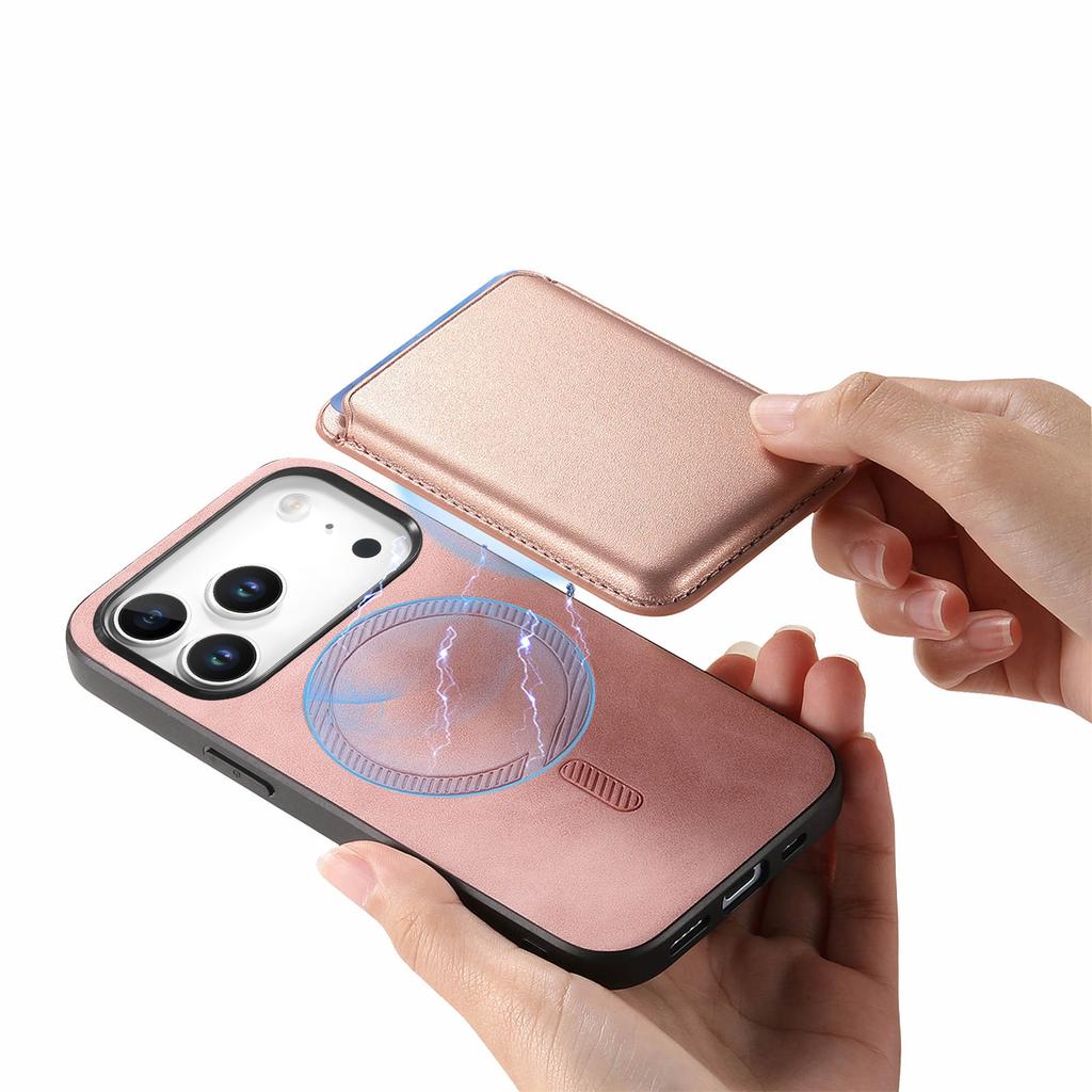 For iPhone 17 Pro Case Detachable Magnetic Card Bag Leather Phone Back Cover