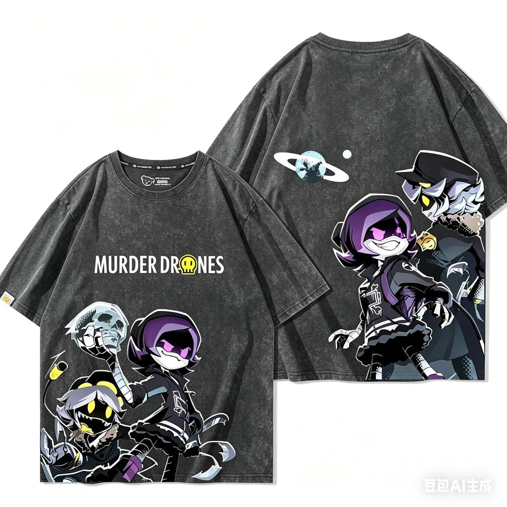 Murder Drones Anime Lover Washed T-shirt Year round clothing personality Clothes Plus Size Unisex Streetwear Couples hot product