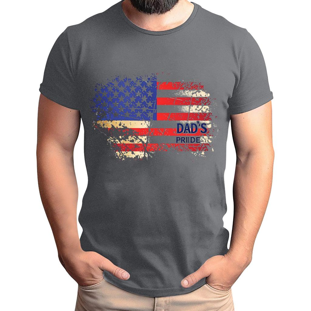 Мужская футболка с принтом флага ко Дню отца, мужской свободный повседневный топ с коротким рукавом