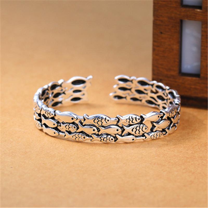 Браслеты и браслеты из стерлингового серебра 925 пробы с рыбками, регулируемый браслет для женщин, ювелирные изделия из стерлингового серебра Pulseira Feminina Jjlkfjd