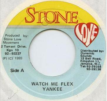 7-дюймовая пластинка YANKEE - Watch Me Flex NONE Stone Love 1993 Ямайка Регги, Ска и Даб Б/У