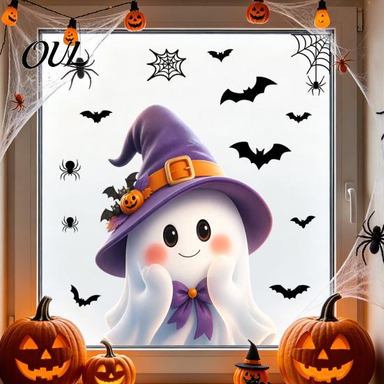 Decorative Window Film Halloween Ghost Glass Sticker, Cartoon Static Cling for Decals Parties, Waterproof Decoration Decal Home Office Seasonal Party