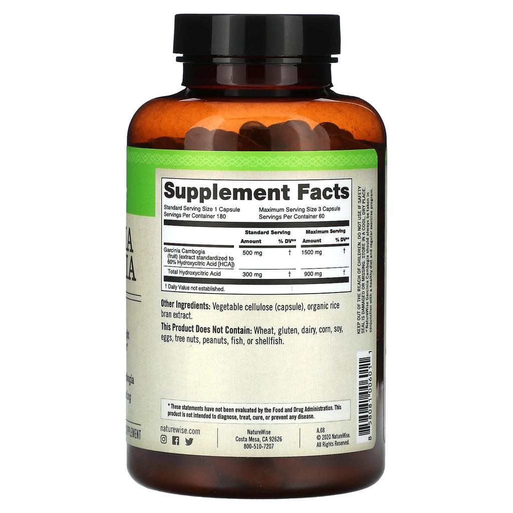 Garcinia Cambogia, Veggie Capsules 180