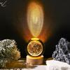 New Moon Crystal Night Light Decorative Quartz Glass Ball Bedroom Table Light, Engraved Model Astronomy Décor, Universe Gift