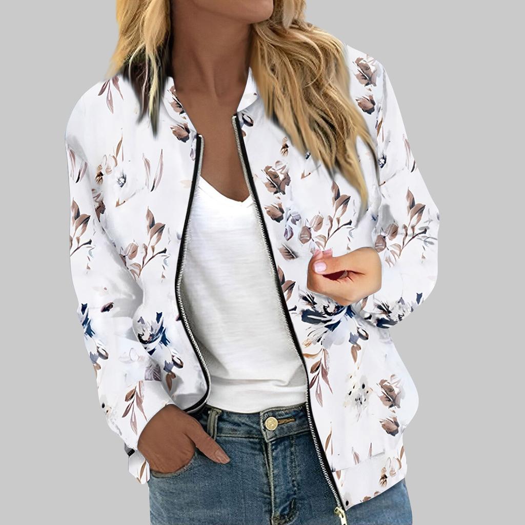 Женская верхняя одежда с длинным рукавом и принтом, повседневные топы на молнии, кардиган, рубашка, тонкая куртка для женщин