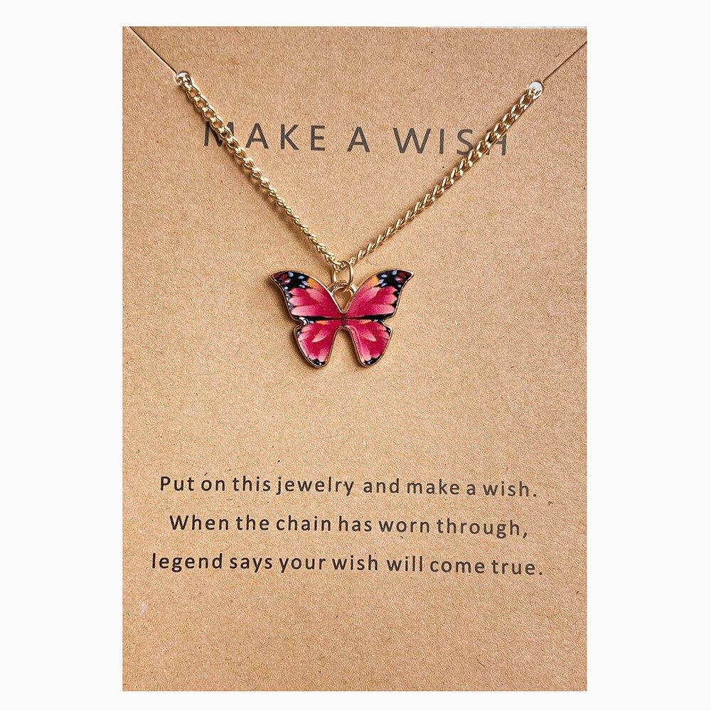 Summer Colorful Butterfly Pendant Necklace For Women Female Clavicle Chain Fashion New Design Jewelry Party Gift