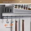 60cm No-Drill Wall-Mounted Kitchen Storage Rack with Chopstick/Knife Holders & 6 Hooks
