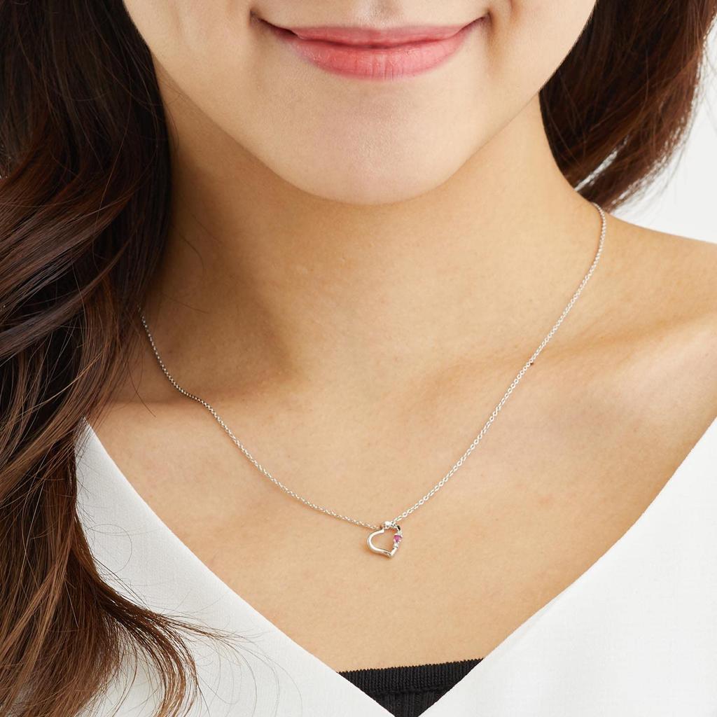 Natural Diamond Heart Necklace Teddy Bear Stuffed Toy Set July Ruby Pearl White Bear [Sears] Women's 1491-tdt-01-w7