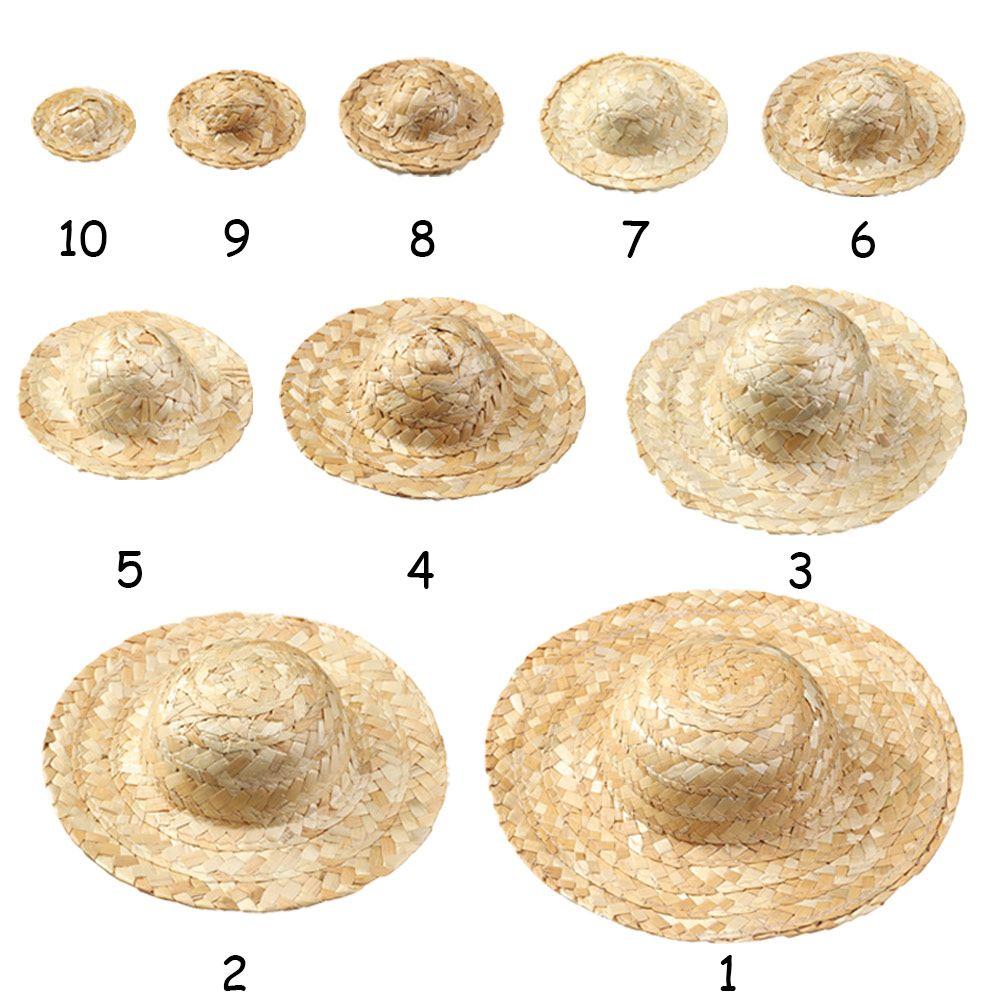 Yellow Multiple Sizes Crafts Woven Straw Hat Doll Accessories Doll Caps DIY Decoration