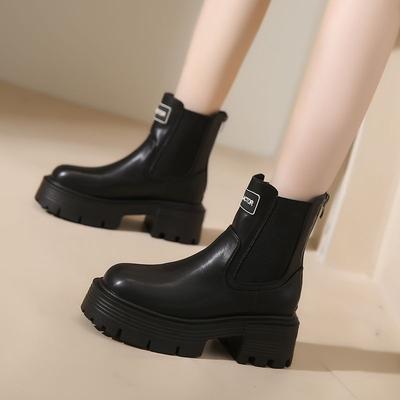 Женские ботильоны на платформе, челси, массивные ботинки на каблуке, короткие туфли в стиле панк для женщин, армейские ботинки на очень высоком каблуке