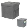 [R2390] - Gray 'Boho' Storage Pouf Box - 38x38x38 Cm