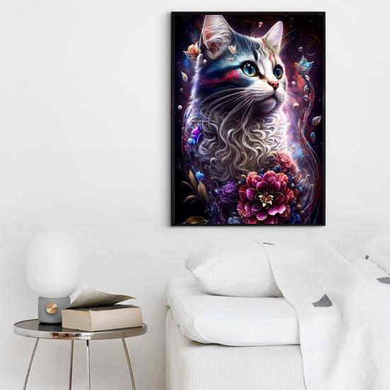 Пейзаж с бриллиантами, милый кот, принт, дизайн, улучшение координации, снятие стресса, мозаика, алмазная вышивка, украшение для дома, сделай сам, подарок