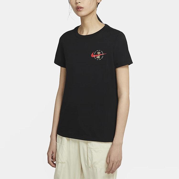 Nike Спортивная одежда Китай принт короткий рукав футболка женские топы черный CZ3580-010