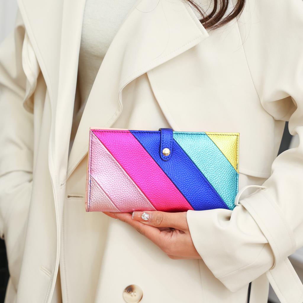 Card Holder Women's Wallet Female Student ID Long Anti-Theft Swiping Clutch High Sense Pu Card Holder Cute Coin Purse