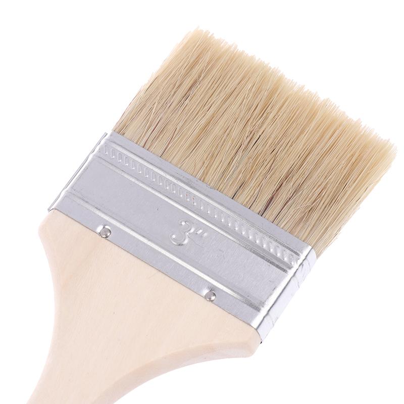 3Pcs Paint Brush Wooden Handle Bbq Brush Soft Hair Painting Brushes For Wall And Furniture Paint Tool Set