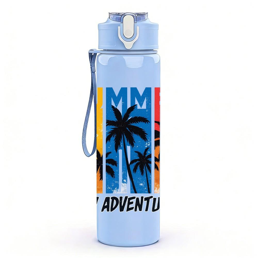 1PC Summer New Adventures Palm 750ml Color Plastic Sports Water Bottle Leakproof Flip Straw Lid Suitable for Sports Office Home Use