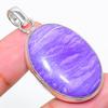 Charoite Gemstone 925 Sterling Silver Jewelry Pendant 1.77" O0u97