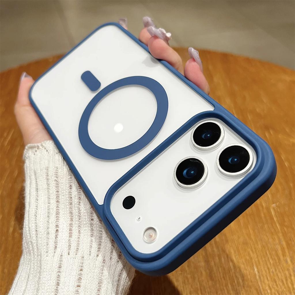 Чехол Magsafe для iPhone 17 AIR 16 E 15 14 13 12 11 ProMax Акриловая Жесткая Защитная Крышка Матовый Леденец Беспроводная Зарядка Прозрачный