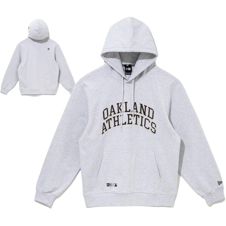 New Era Letter Print Hooded Pullover Long Sleeve Sweatshirt Unisex sweatshirt Gray 14397987