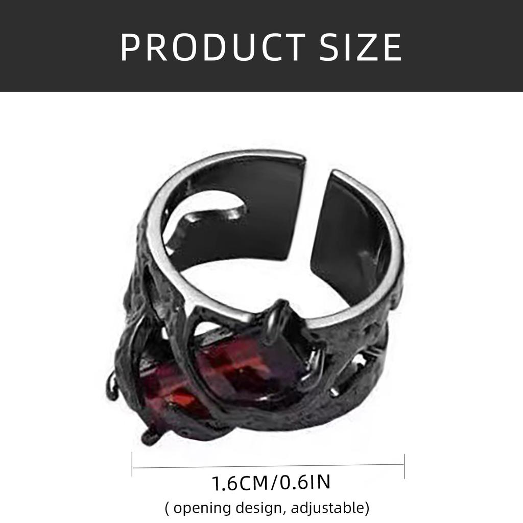 Кольцо из готического кристалла и жидкого металла, необычное, черное, шип, лава, регулируемое, цирконовое, открытое, ювелирное украшение для ценителей моды