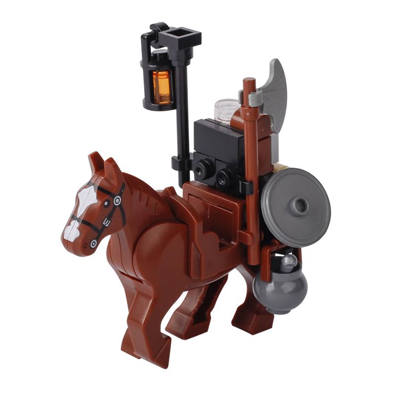 MOC Средневековая Ферма Крупный Рогатый Скот Лошадь Карета Строительные Блоки Рыцари Транспортировка Скота Кирпичи Модель Минифигурка Аксессуары Игрушка
