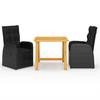 3 Piece Outdoor Dining Set Black