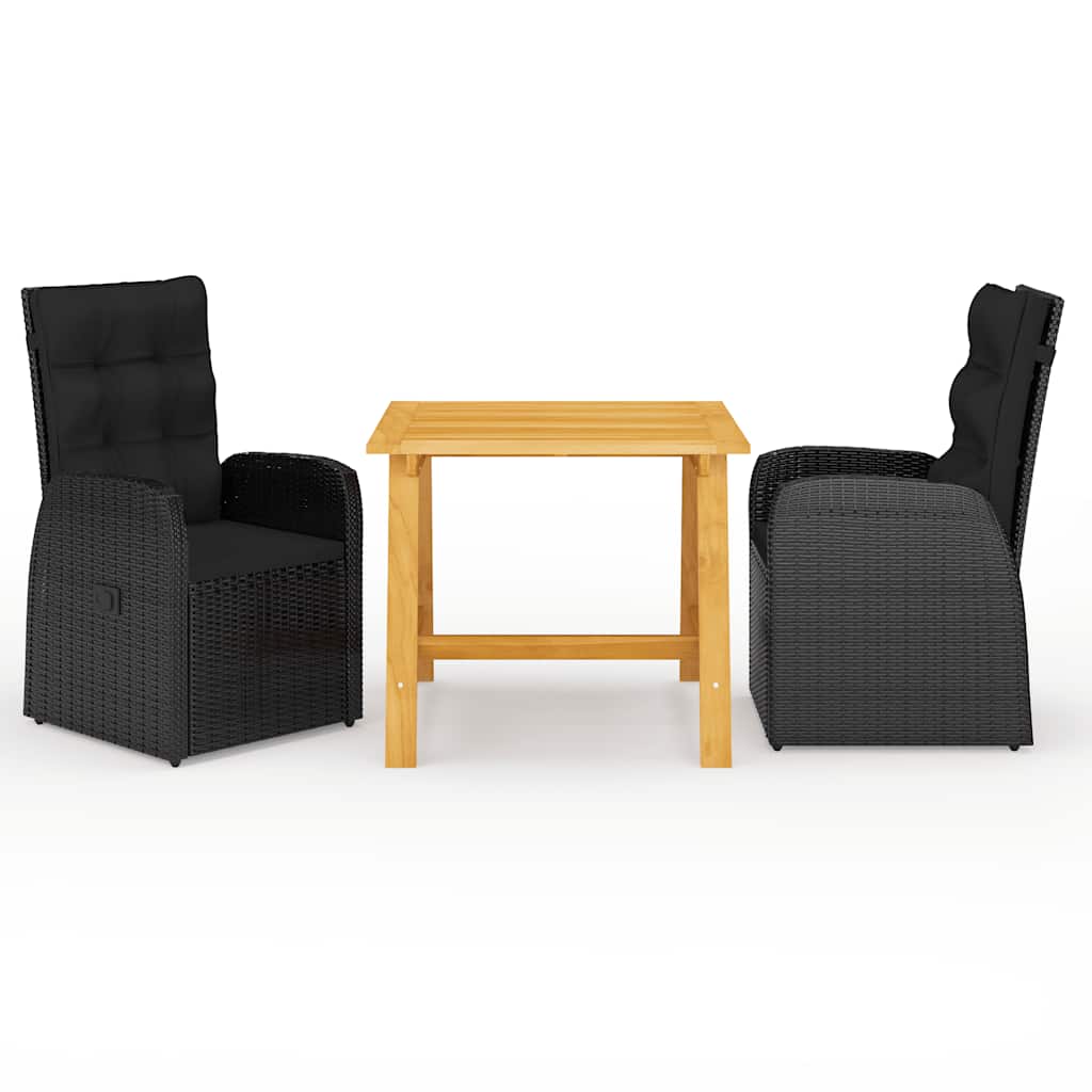3 Piece Outdoor Dining Set Black