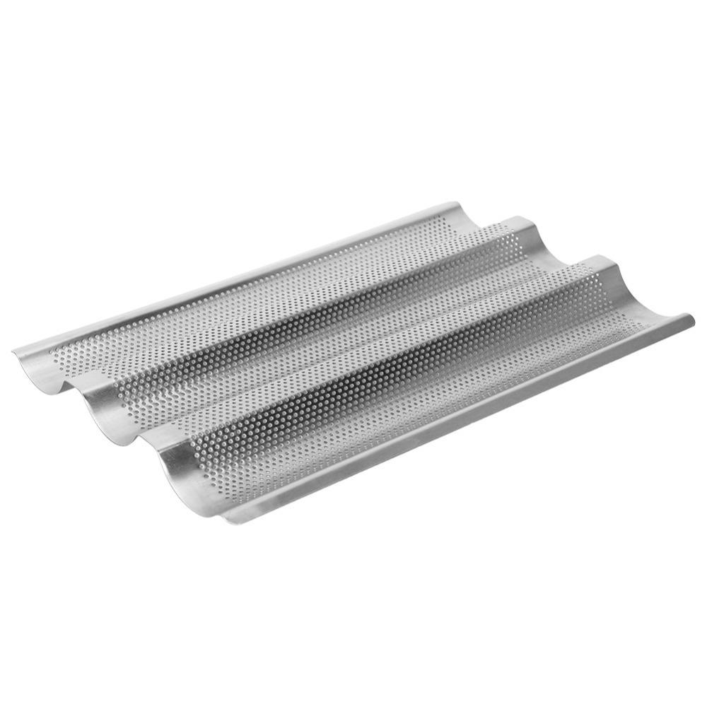 3 Wave Loaves French Bread Baking Mold Stainless Steel Baguette Pan Baguette Baking Tray Breakfast