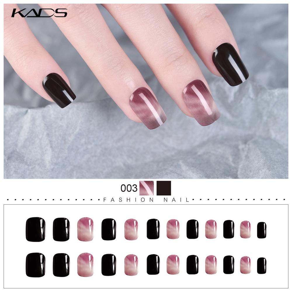 kads 24 шт. переносные накладные ногти с полным покрытием, накладные ногти с клеем, съемный французский дизайн ногтей