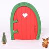 Dollhouse Miniature Wooden Red Fairy Tooth Elf Gnome Tiny Door Mini Red Christmas Door Mini Elf Door Decorative Scene Props