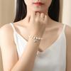 S925 Silver Light Luxury Style Love Bracelet Women's Fashion Synthetic Pearl Jewelry Polished Smooth Heart Shaped Pearl Jewelry
