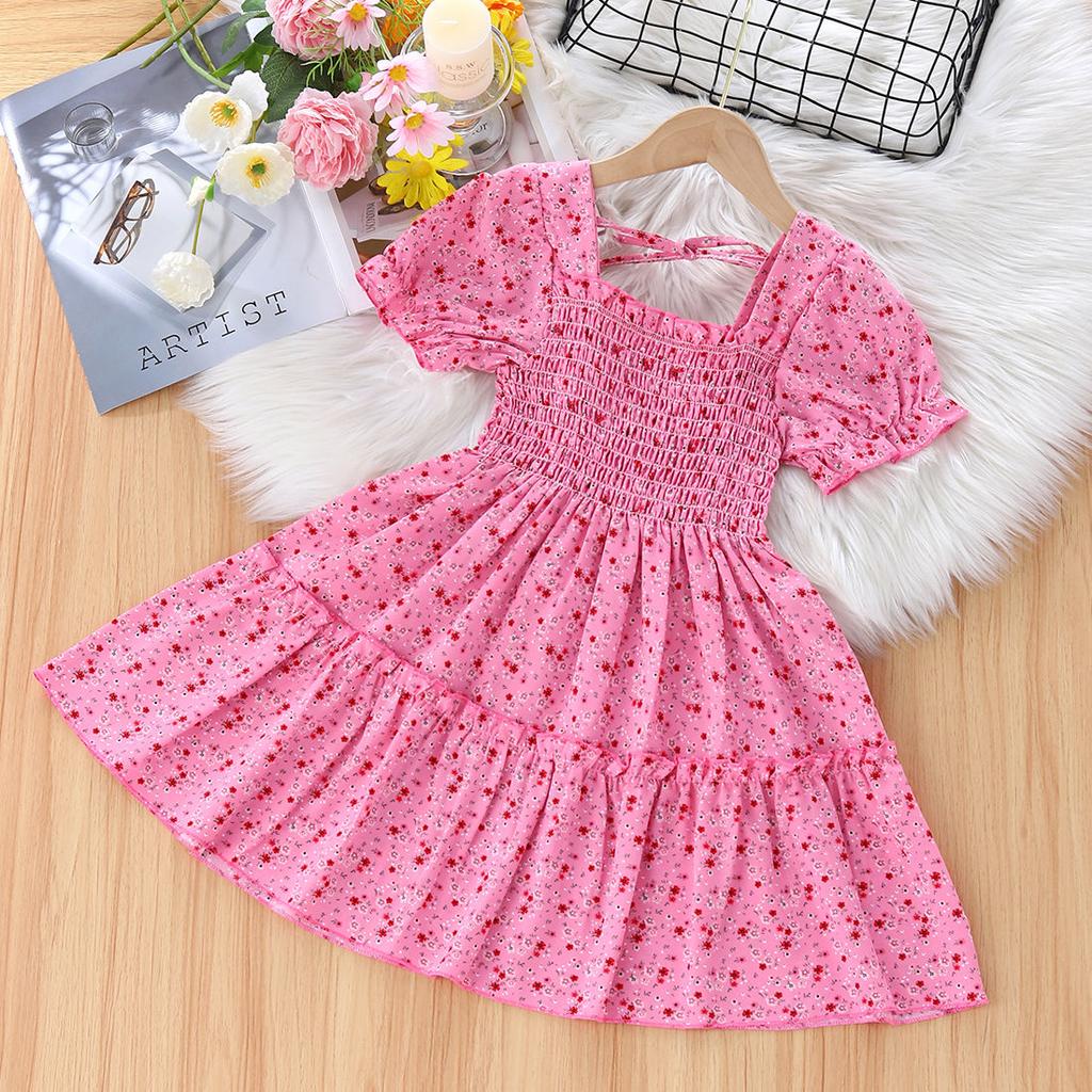 Летнее платье для девочек Новое детское платье принцессы с рукавами-фонариками Детское летнее модное платье феи