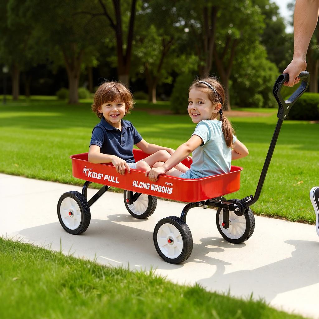 VEVOR Pull-Along Wagon for Kids, 101 cm Toddler Wagons, Supports up to 80kg, All-Terrain Wagons with Handle