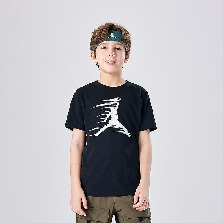 Jordan Футболка Phantom Удобная Короткий Рукав Детские топы Черный JD2432115