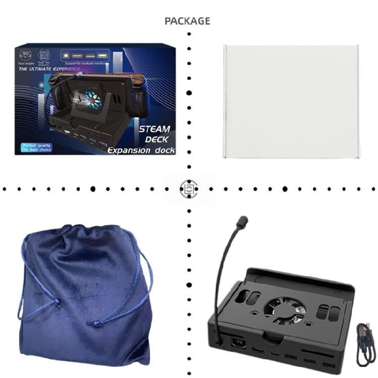 6-в-1 док-станция для Steam Deck с HDMI 2.0 4K@60Hz Gigabit-Ethernet 3 портами USB 3.0