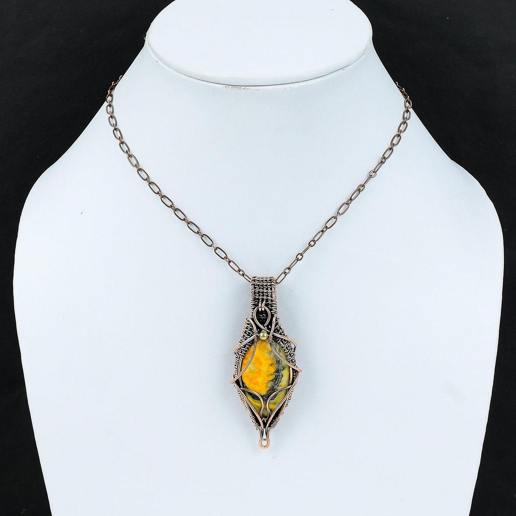 Bumble Bee Jasper Copper Wire Wrapped Pendant Designer Pendant Handmade Copper Jewelry Women Pendant Wire Wrap Gemstone Jewelry Gift For Mom