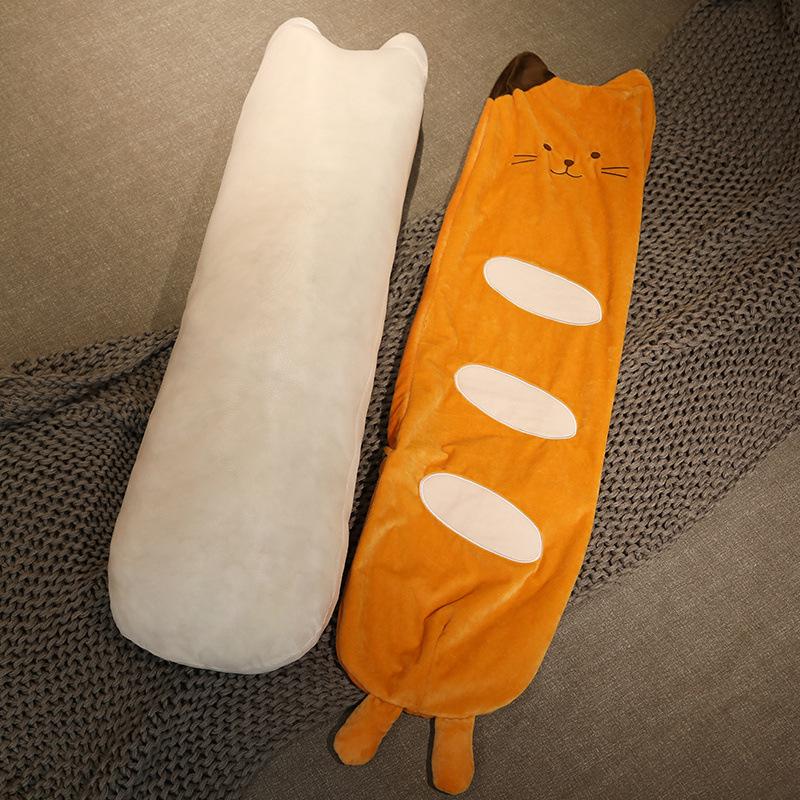 Cute Bread Cat Long Throw Pillow Girl Bed Sleeping Pinch Legs Long Pillow Removable Cat Doll