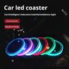 1 Pair Glowing Coaster for Car Smart Sensing Rechargeable 3 Mode Lighting 7 Color Cycle Breathing Light Up Car Coasters LED Cup Holders