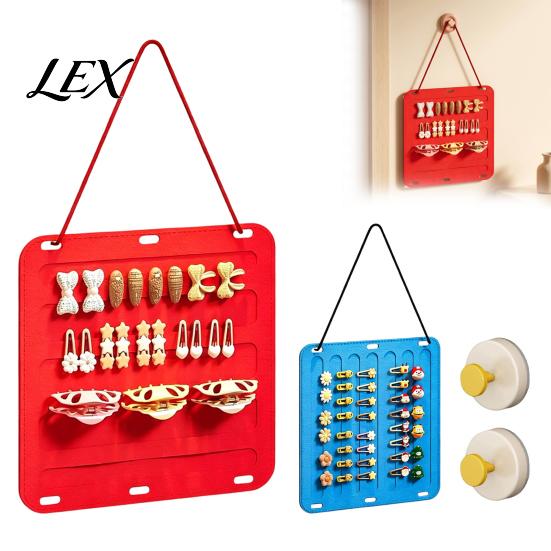 Portable Hair Rope Organizer Accessories Wall Hanging Storage Bag, Space Saving Felt Childrens Room Decor with Hook, Multi-Color Partitioned